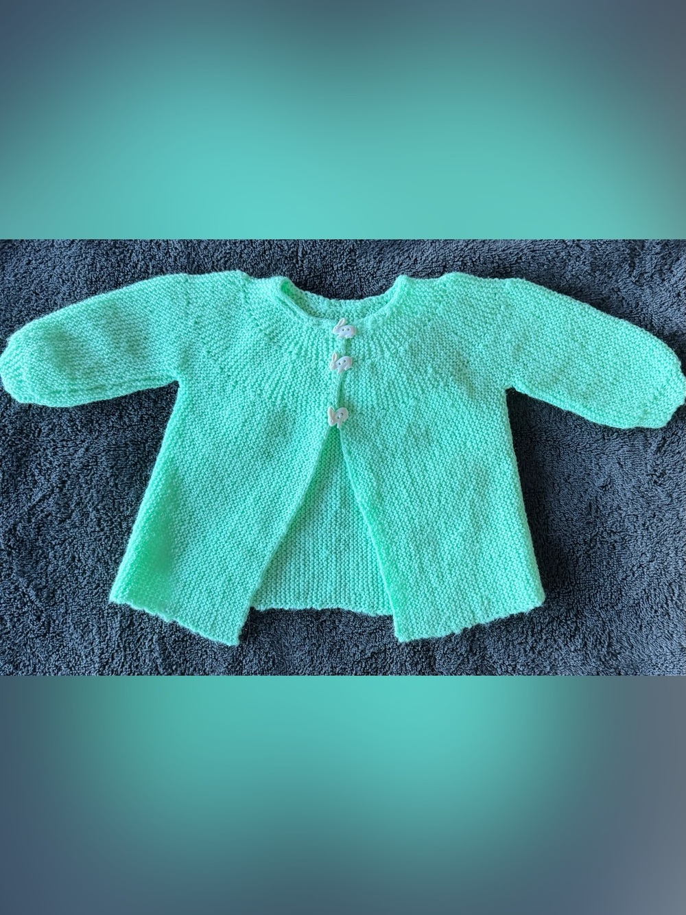 Hand-Knit Mint Green Baby Cardigan